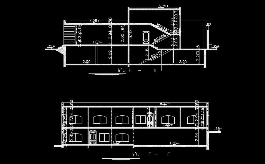 A section view of the 22x22m house building