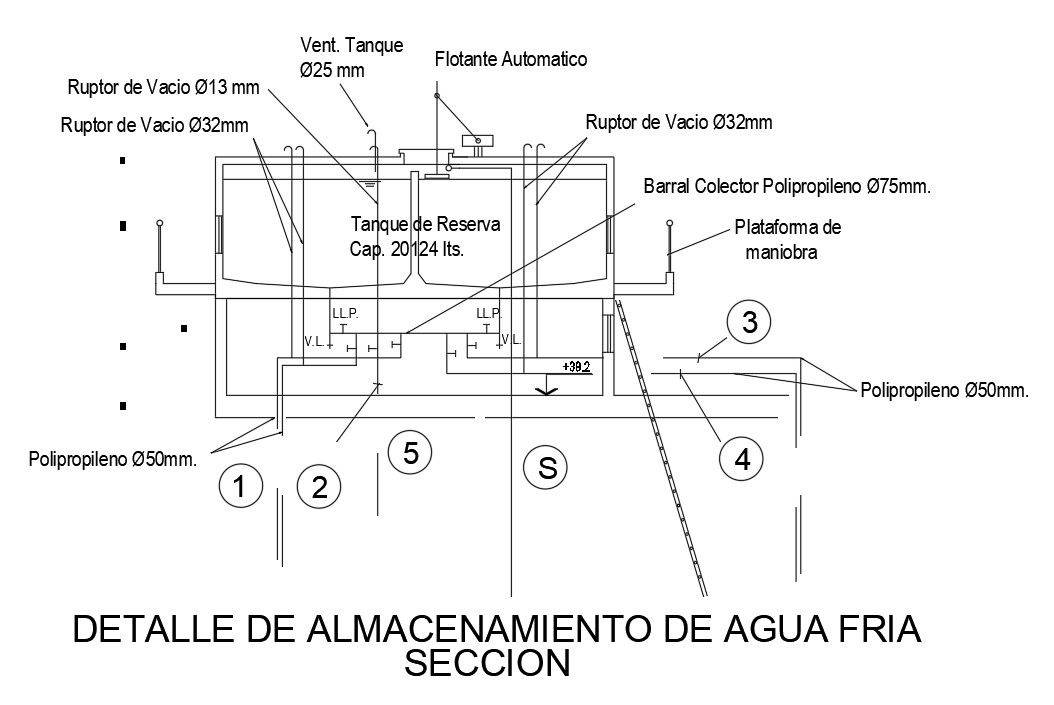 A section view of the 23x22m shopping center of the cold water storage detail is given in this AutoCAD model. Download now.