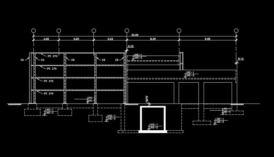 A section view of the 247x140m industrial building view