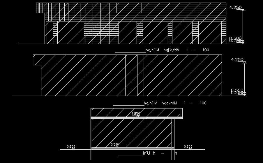 A section view of the 24x23m luxury house building