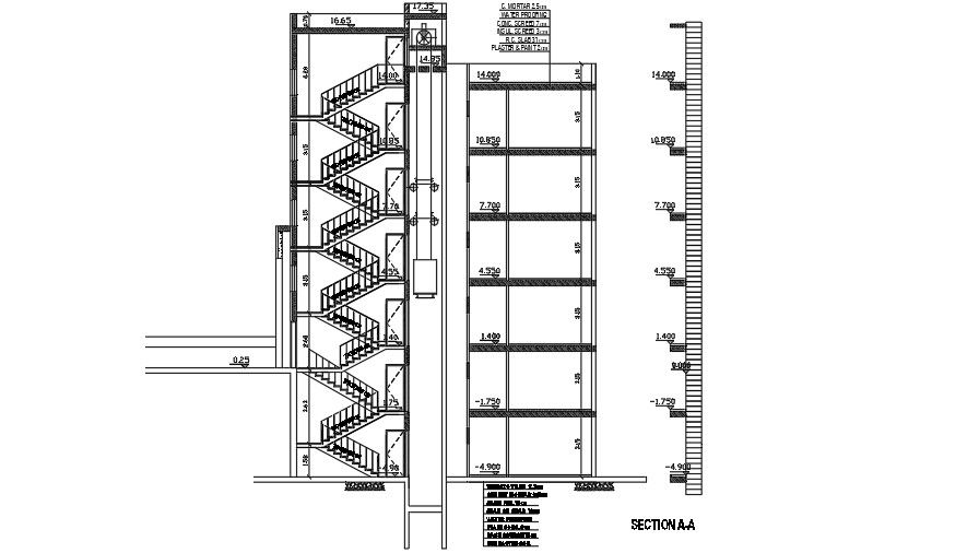 A section view of the 25x18m house building download now