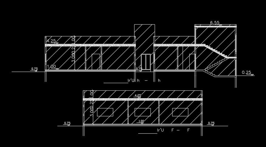 A section view of the 26x16m house building AutoCAD drawing model