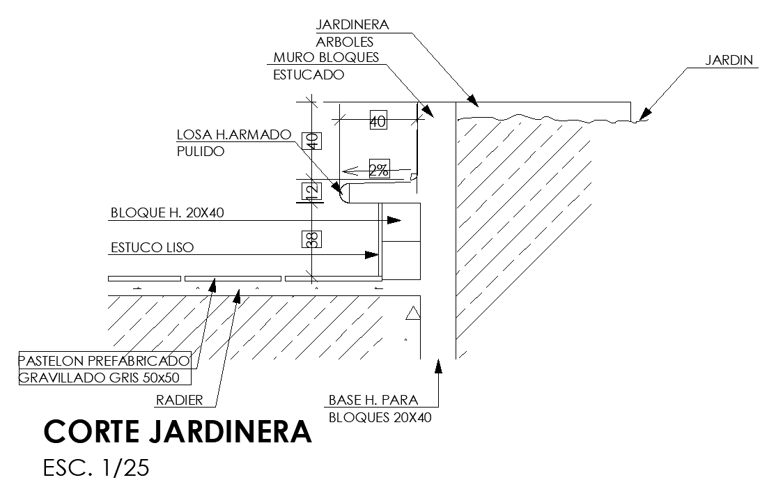 A section view of the 35x11m swimming pool foundation drawing is given in this AutoCAD model. Download now.