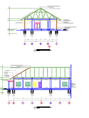 A section view of the 35x11m ware house building 2D AutoCAD drawing