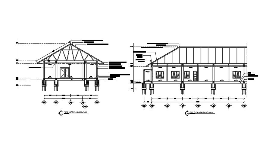 A section view of the 36x11m ware house building
