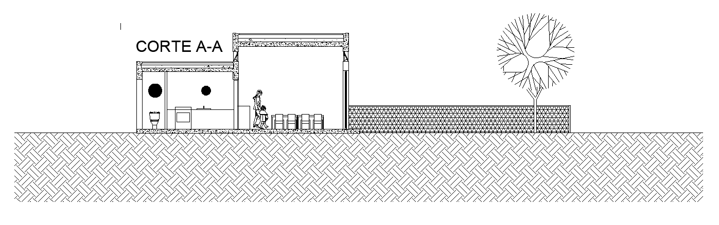 A section view of the 37’x32’ house building is given in this AutoCAD drawing. Download now.