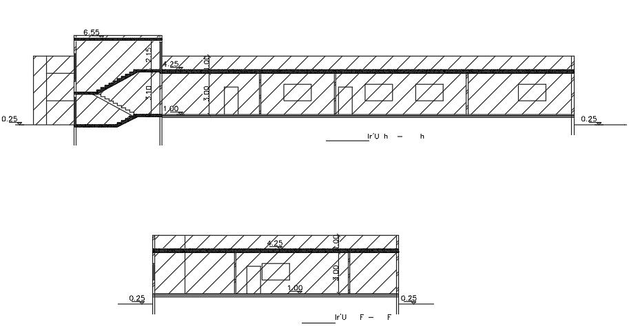 A section view of the 41x19m house building AutoCAD drawing download now