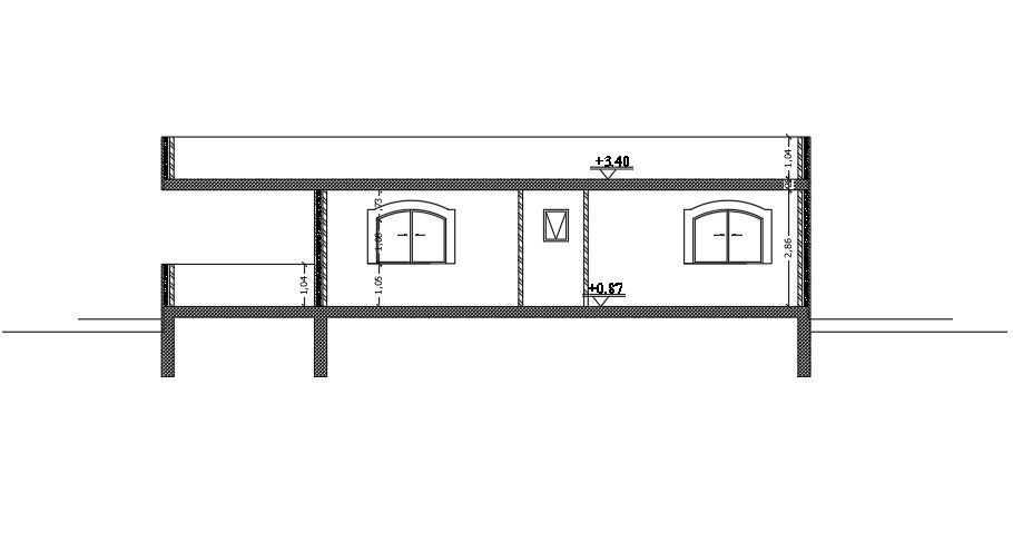 A section view of the 4.4m height of the residential building