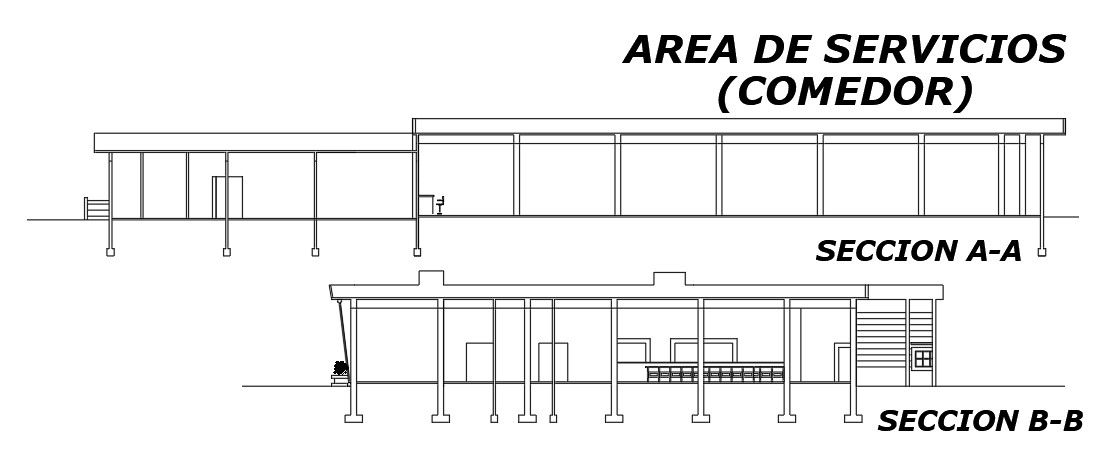A section view of the 65x32m restaurant building is given in this AutoCAD drawing model. Download now.