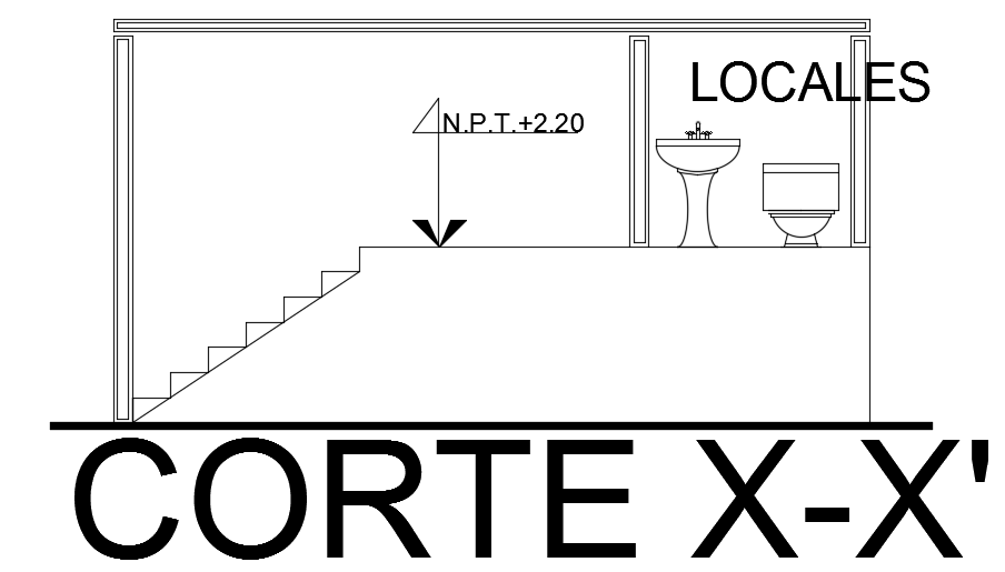 A section view of the 6x15m house building AutoCAD drawing