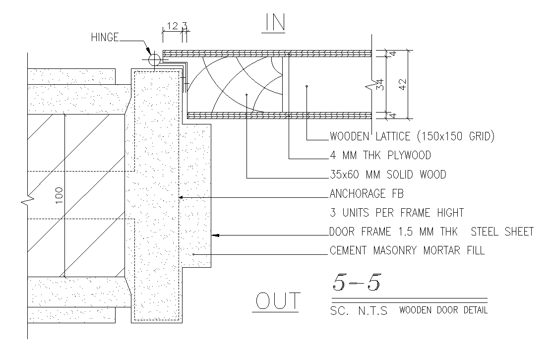 A section view of the 80x210cm door is given in this AutoCAD drawing model.Download now.