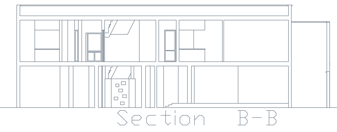 A section view of the 8x7m house building is given in this file