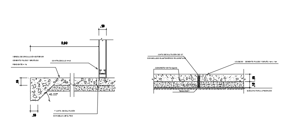 A section view of the Traffic lane isometric path walk drawing is given