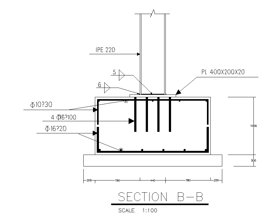 A section view of the base plate cum column is given in this AutoCAD drawing model.Download now.