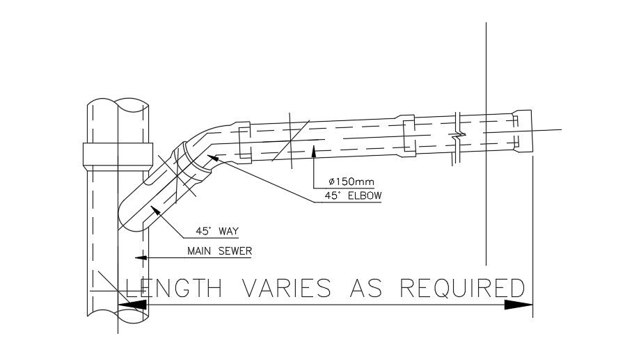 A section view of the coupling at manhole junction CAD File