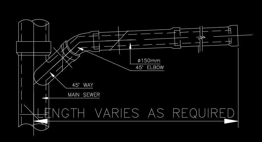 A section view of the coupling at manhole junction typical drawing
