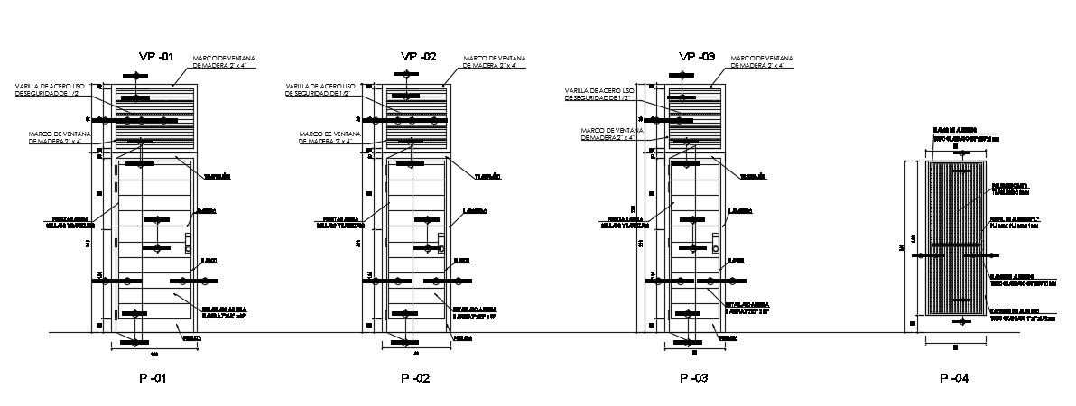 A section view of the door and plan is given in this model