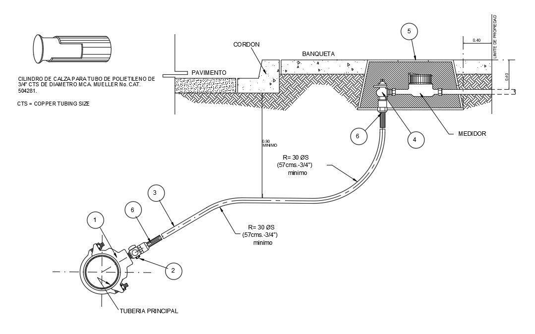 A section view of the drainage main pipe detail is given in this AutoCAD. Download now.