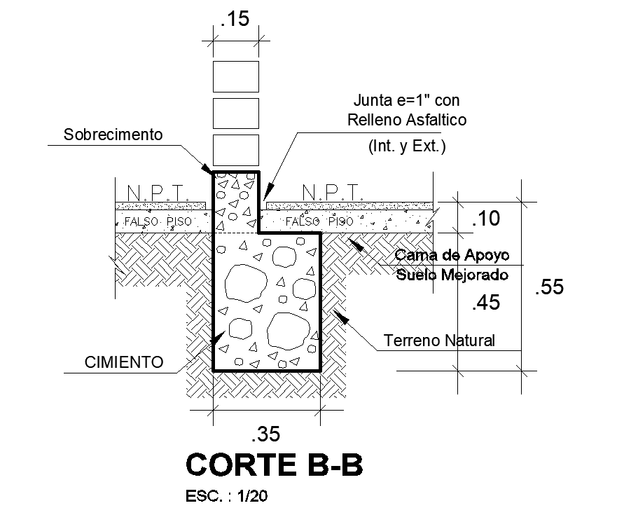 A section view of the foundation cum column construction detail drawing has been given in this AutoCAD model.Download now.