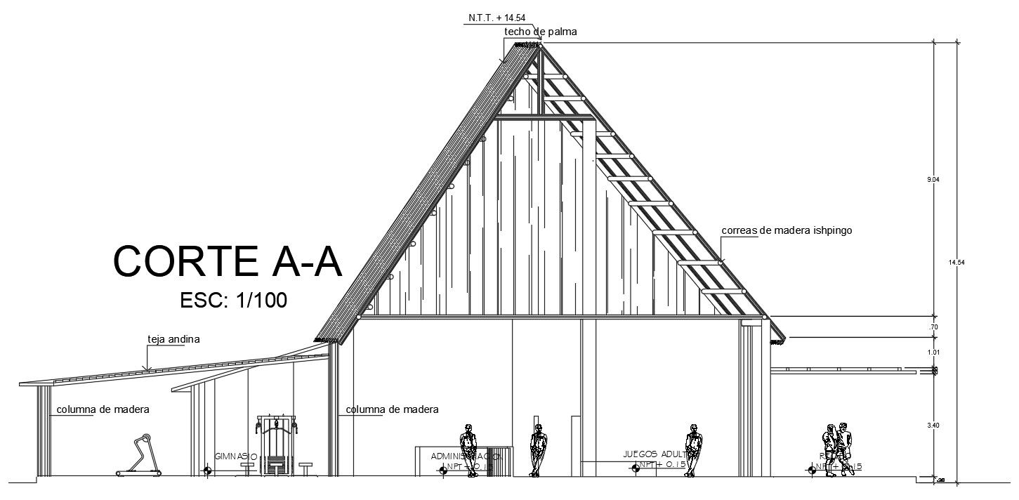 A section view of the game area is given in this Autocad drawing file. Download now.