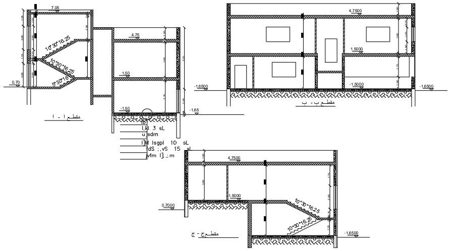 A section view of the house 13x16m building drawing