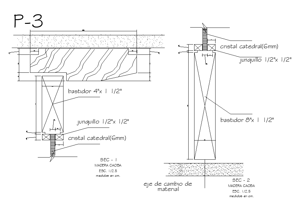 A section view of the mahogany wood is given in this Autocad drawing file. Download now.