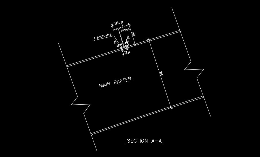A section view of the main rafter detail drawing