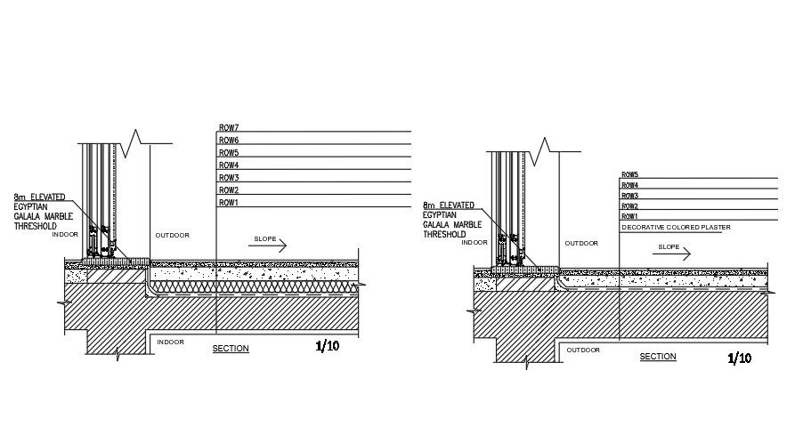 A section view of the outdoor construction drawing