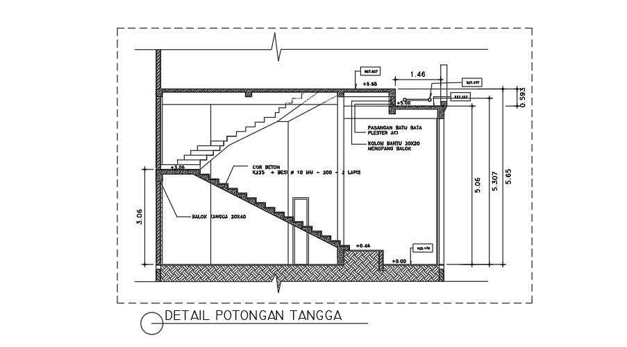 A section view of the theme park staircase section view is given in this drawing