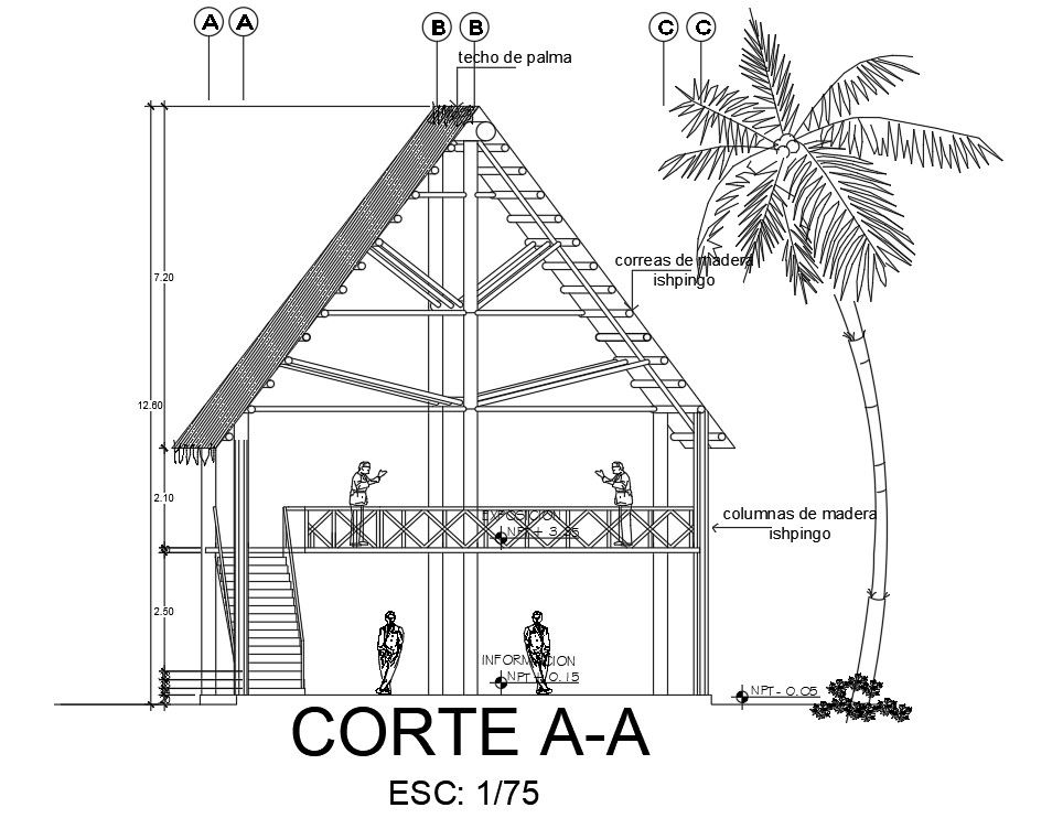 A section view of the top roof detail of the traditional building is given in this Autocad draiwgn file. Download now.