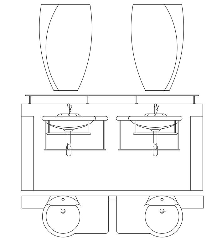 A section view of wash basin is given in this Autocad drawing file. Download the Autocad file.