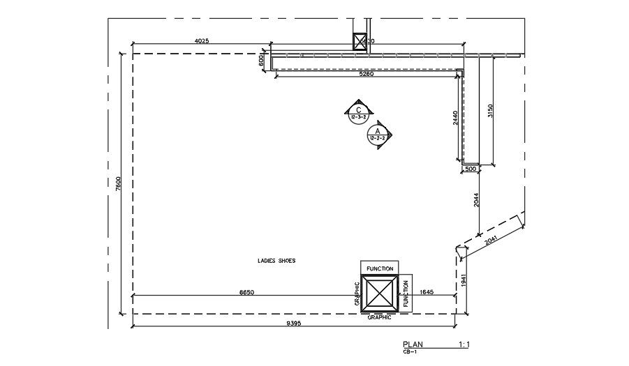 A shopping complex shoe section drawing