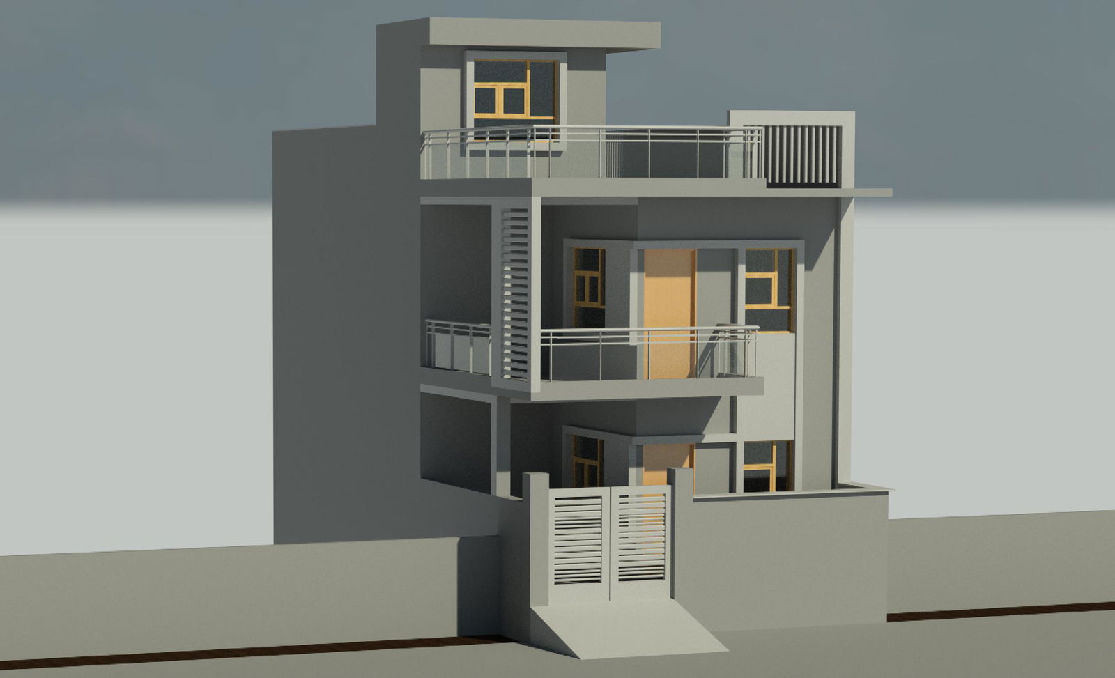 A simple and neat 3d house elevation design. Download this drawing Revit file .