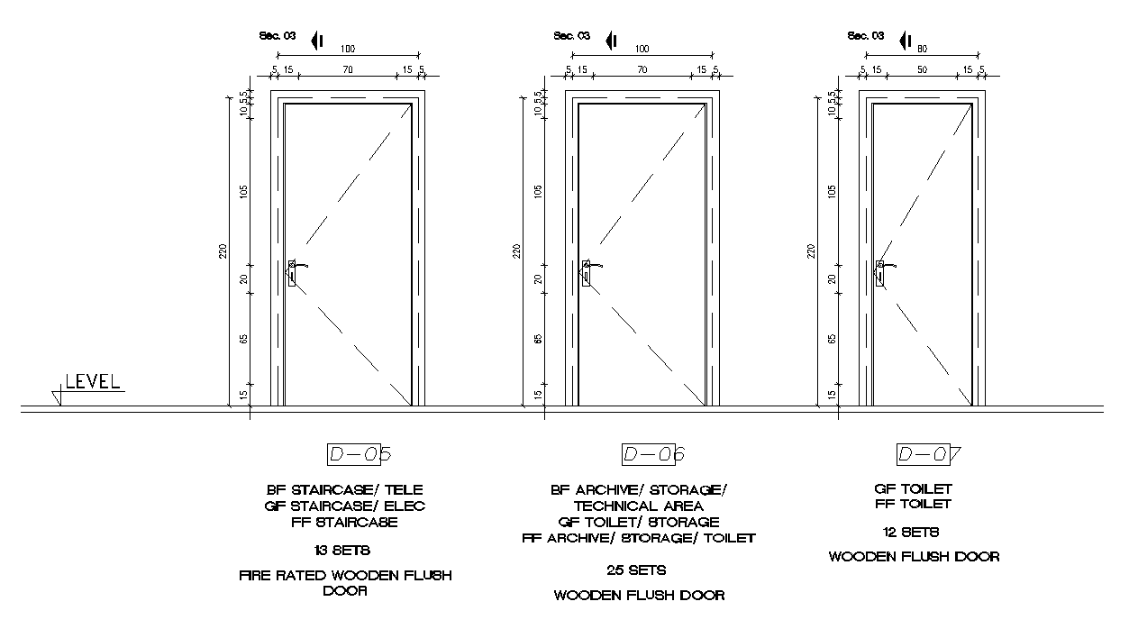 A single type wooden door plans are given in this AutoCAD file
