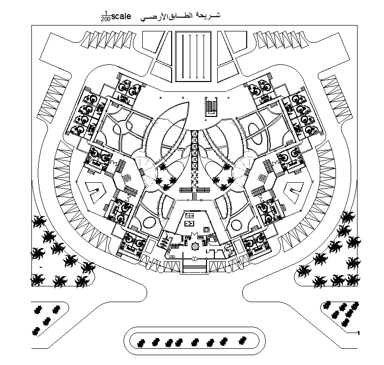 A site layout and plan of the staying hotel AutoCAD drawing