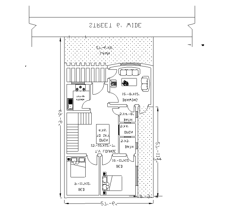 A site layout cum house plan of the 2d AutoCAD model