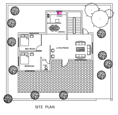AutoCAD 13x10m Ground Floor Layout of Residential House Plan