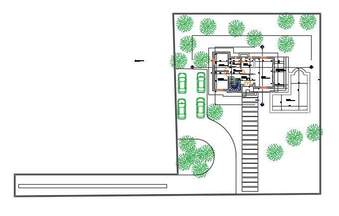A site layout of the 13x10m double story villa plan AutoCAD drawing
