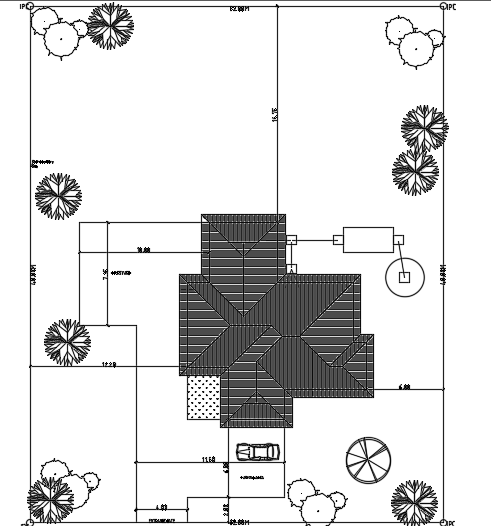 A site layout of the 15x14m residential plan is given in this CAD model
