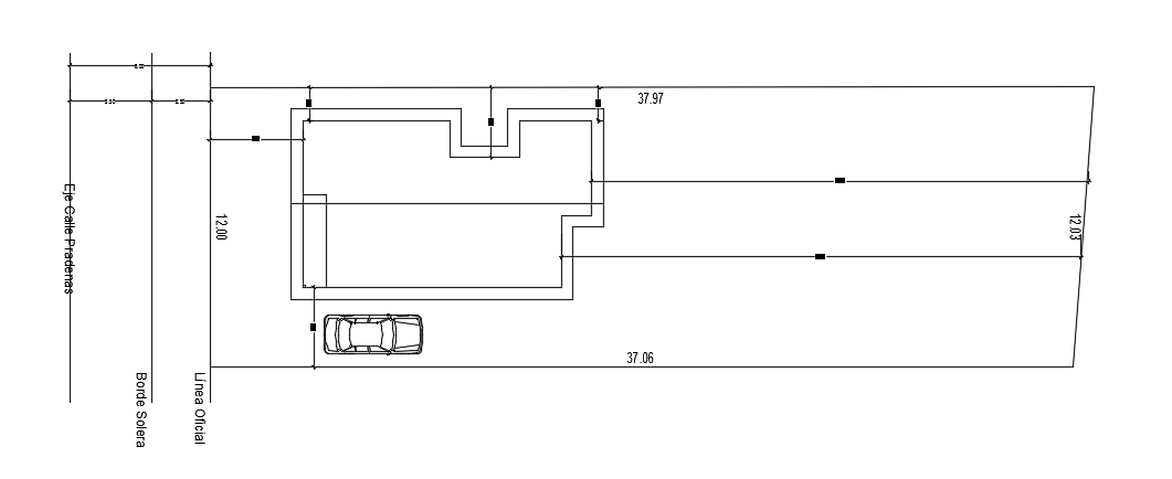 A site layout of the 7x13m house plan is given in this AutoCAD drawing model