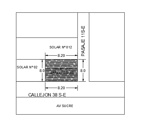 A site layout of the 8x8m house plan cad drawing is given in this file