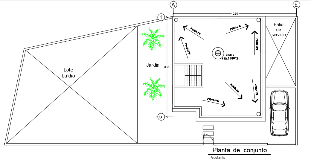 Single room site layout architecture plan in DWG format