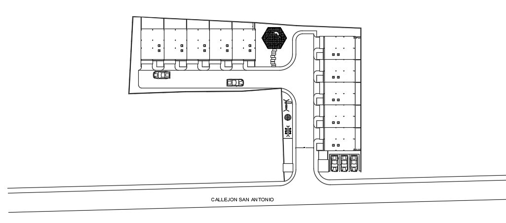 A site location of the 7x9m simple two story plan AutoCAD model