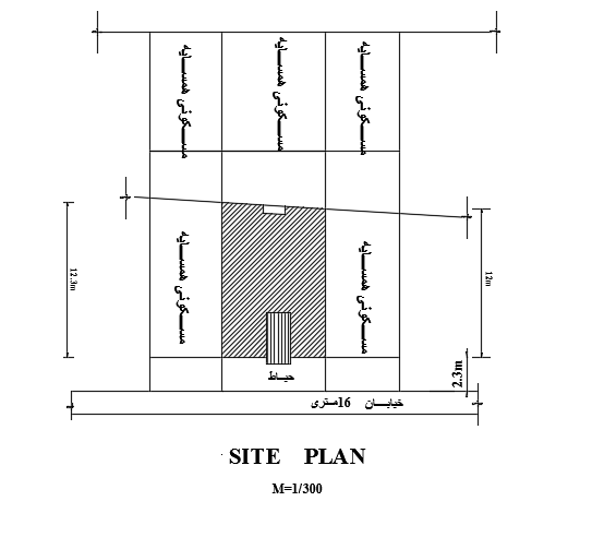 A site plan view of the 10x12m house AutoCAD model is given