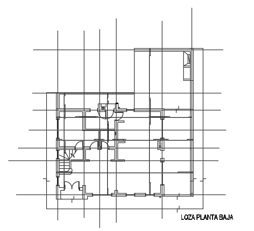 A slab layout of the 15x14m modern ground floor house plan AutoCAD 2d drawing