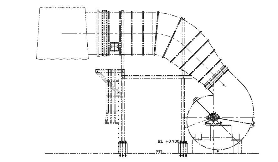 A sludge plant top view architecture 2D drawing is given in this file