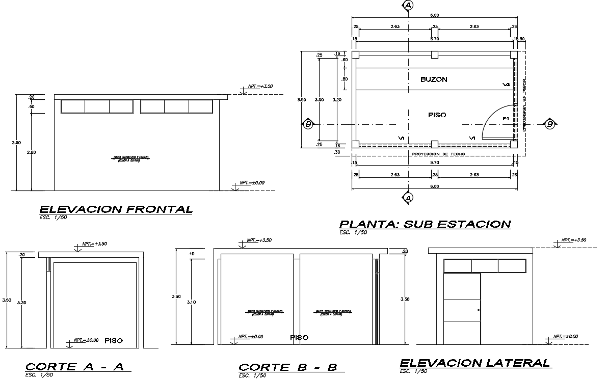 A small cabin cad drawing is given in this cad file. Download this 2d cad file now.