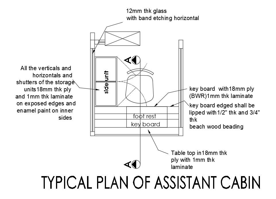 Assistant Cabin Plan AutoCAD Drawing Download DWG File