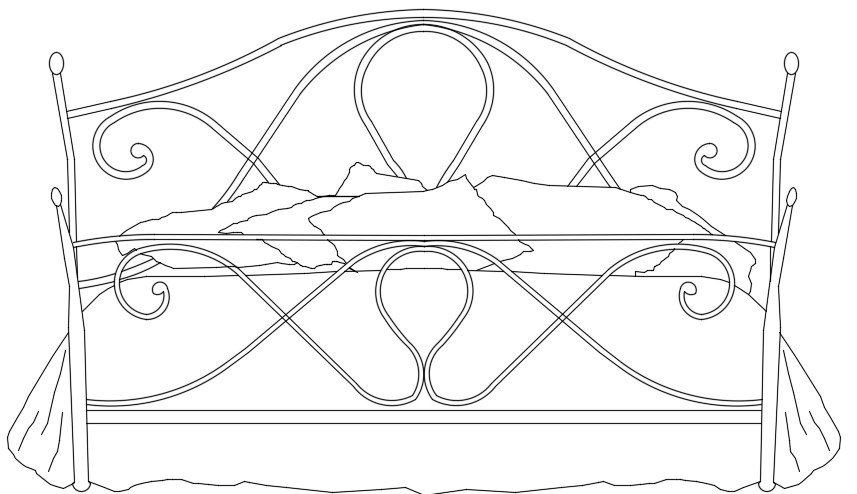 2D Steel Bed Elevation AutoCAD DWG Furniture Drawing