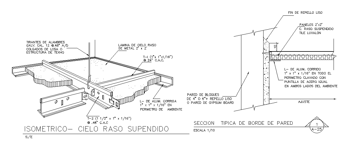 A suspended ceiling isometric view is given in this cad file. Download this 2d cad file now.